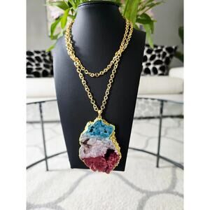 Bansri Jewelry Dyed Druzy Crystal Pendent Necklace New